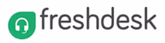 Freshdesk logo with green headset icon and text 'freshdesk'.